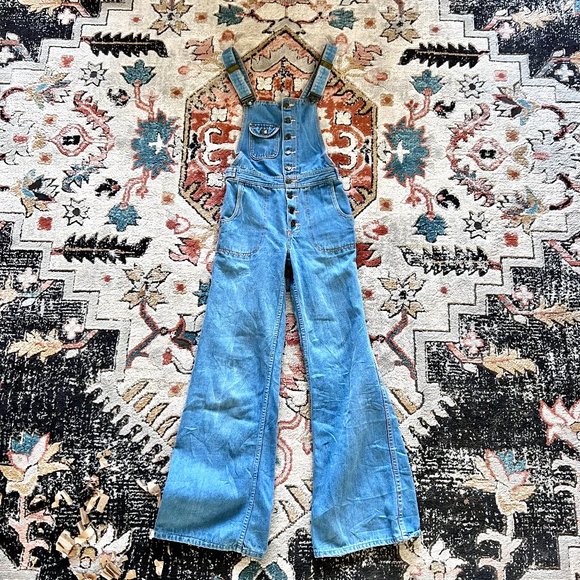 Hang Ten Denim - RARE Vintage 1970 HANG TEN bell bottom overalls